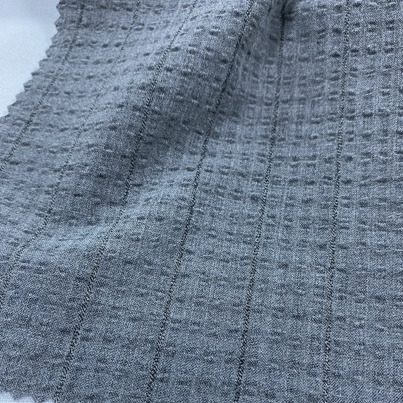 High Quality Woven Four Way Spandex Black White Stripe Yarn Dyed Fabric Seersucker Fabric