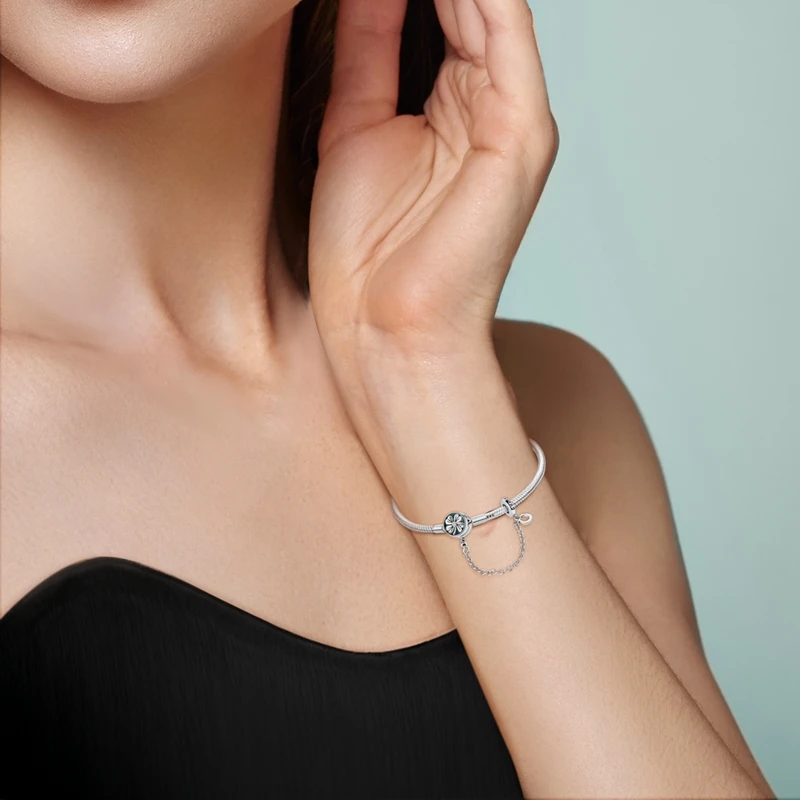 Custom Pulseiras Armband 925 Sterling Silver Snake Chain Bracelet Heart Beads Charms Bracelet For Pan Bracelet Thailand Bileklik