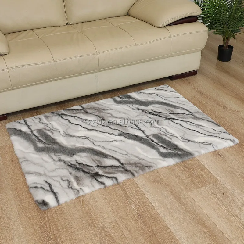 Bedroom non-slip Carpets And Rugs Cowhide Faux Fur Rug 3d Printed  Living Room Cow Print Plush Rabbit Fur Carpet Mat