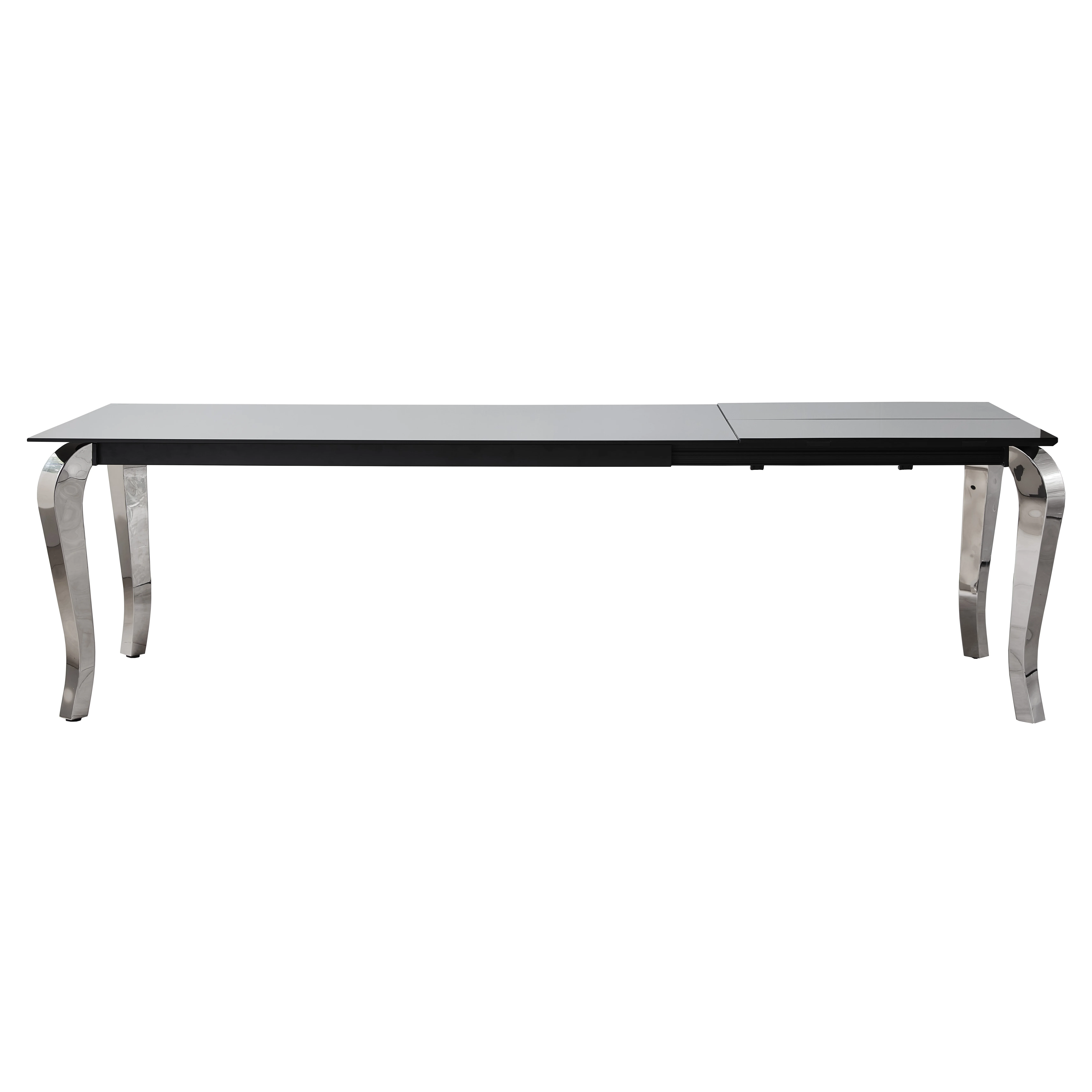 Black long stainless steel extendable dining table set