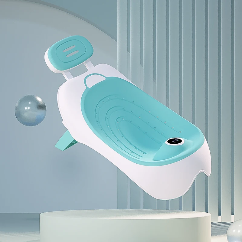 With Thermometer Safety Non Slip Plastic Baby Bath Seat Adjustable Children Bath