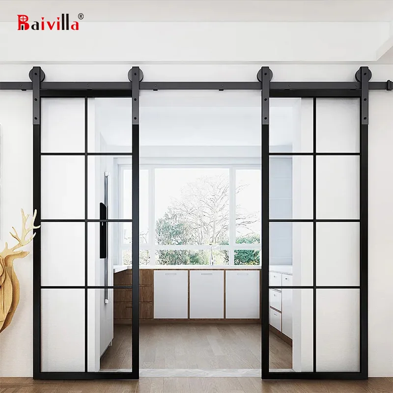 Interior Barn Door Aluminium Double Sliding Glass Barn Doors For Living Room