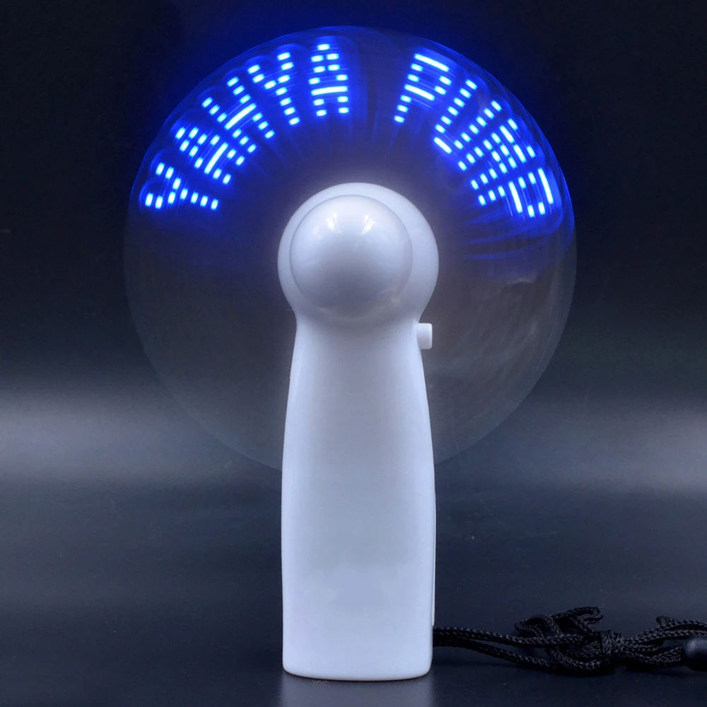 Mini Portable Led Customized Message Battery Fan Programmable Led Display Handheld Electric Fan