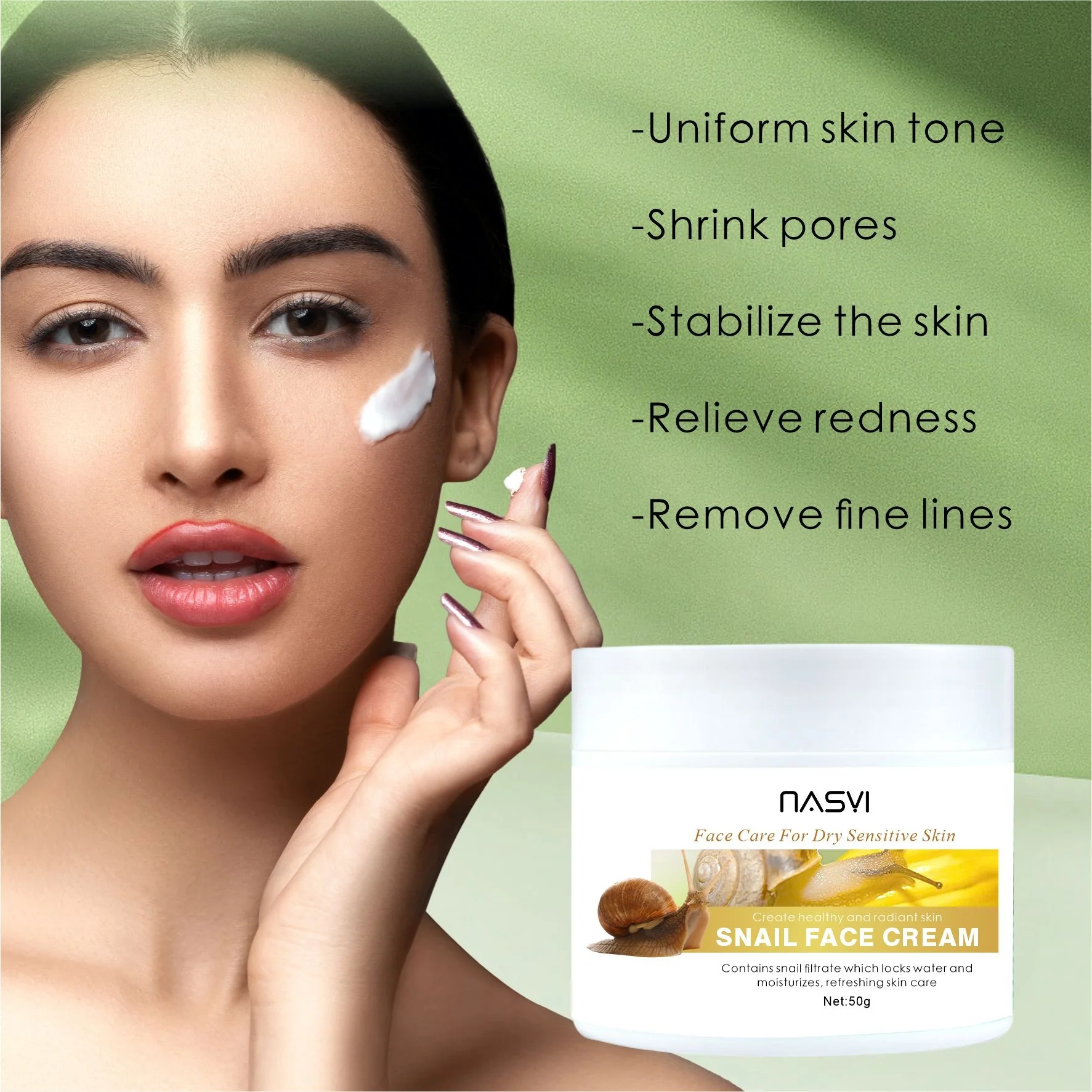 Factory Wholesale OEM Snail Moisturizing Cream With VitaminB3 Face Cream & Lotion Firming Anti Wrinkle Whiten Snail Face Cream