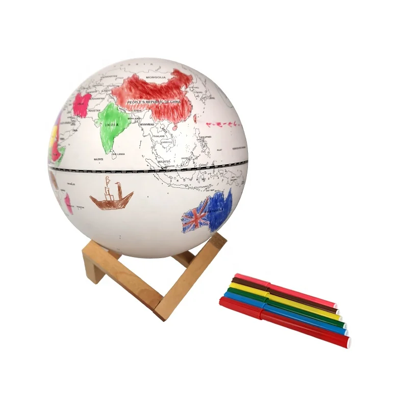 
New Style Rechargeable Touch Control Illuminated Globe Decorative World Globe Interesting DIY Kids Globe with LED Light 