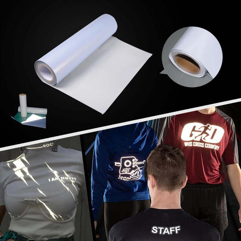 Free sample 50meters vinilo reflextivo textil viniloss reflective polyflex washable vinyl logo for tshirt