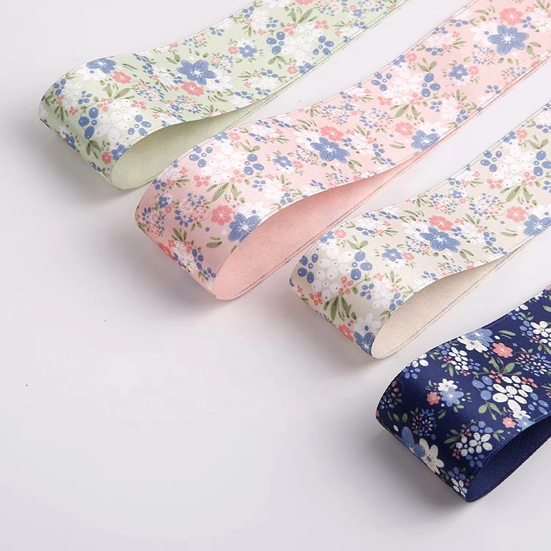 4cm polyester cotton blend flower print matte silk satin ribbon diy bow hair accessories hats gift packing ribbon decoration