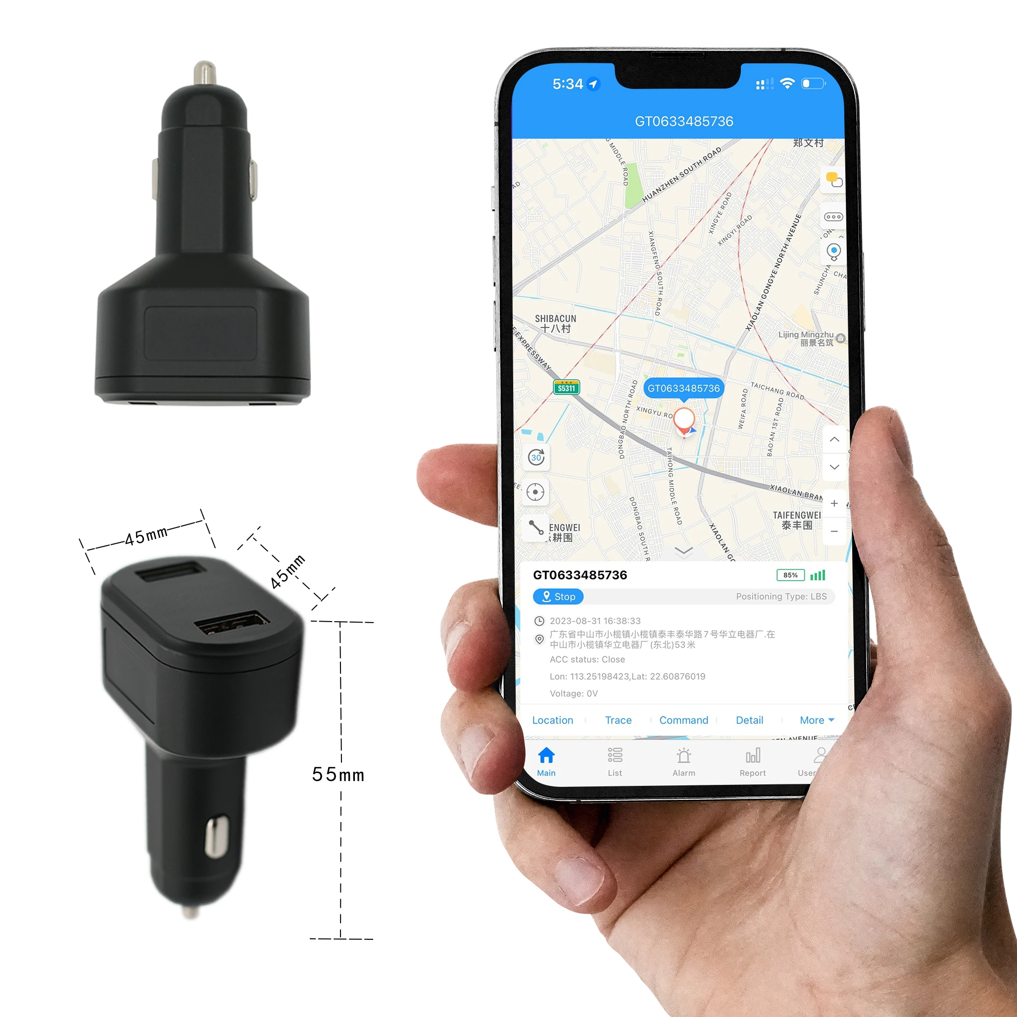 Usb Type-C Ports Anti Theft Real Time Tracking Plug-And-Play Universal Car Charger Gps Trackers With Sim Card Location