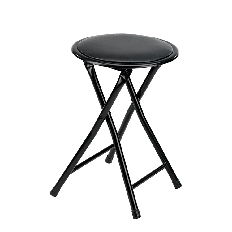 Factory wholesale cheap PVC round seat metal legs foldable chair metal stool