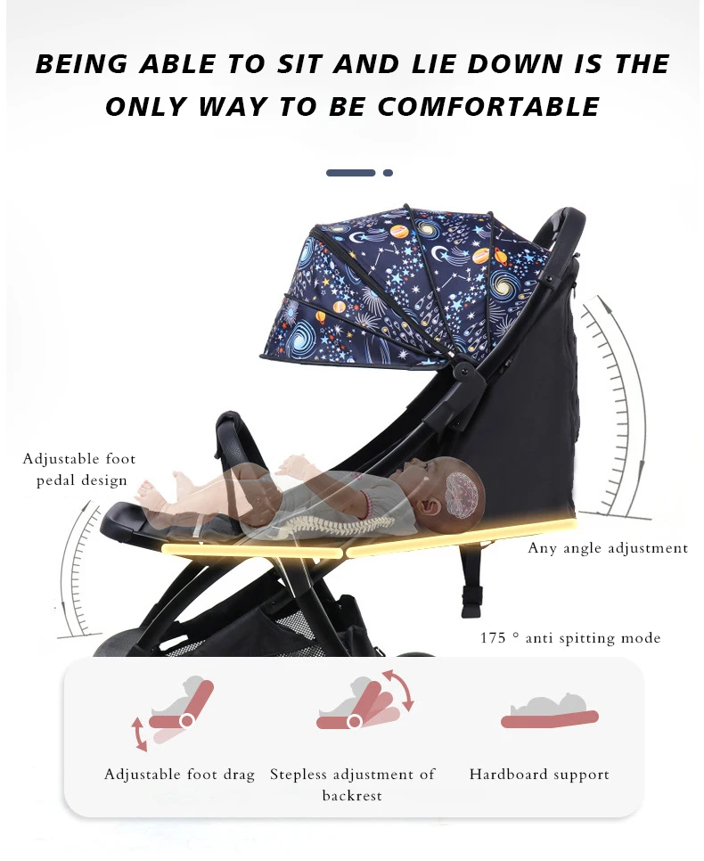 Two Way Comfortable Polyester Stroller Baby Car Seat Carriage  Multi-Functional Baby Stroller