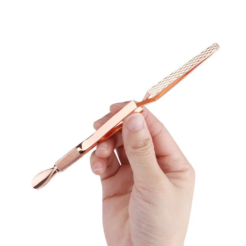 Stainless Steel Nail Art Tools Multifunction False Nail Shaping Tweezers Colorful Rose Gold Pinching Cuticle Pusher