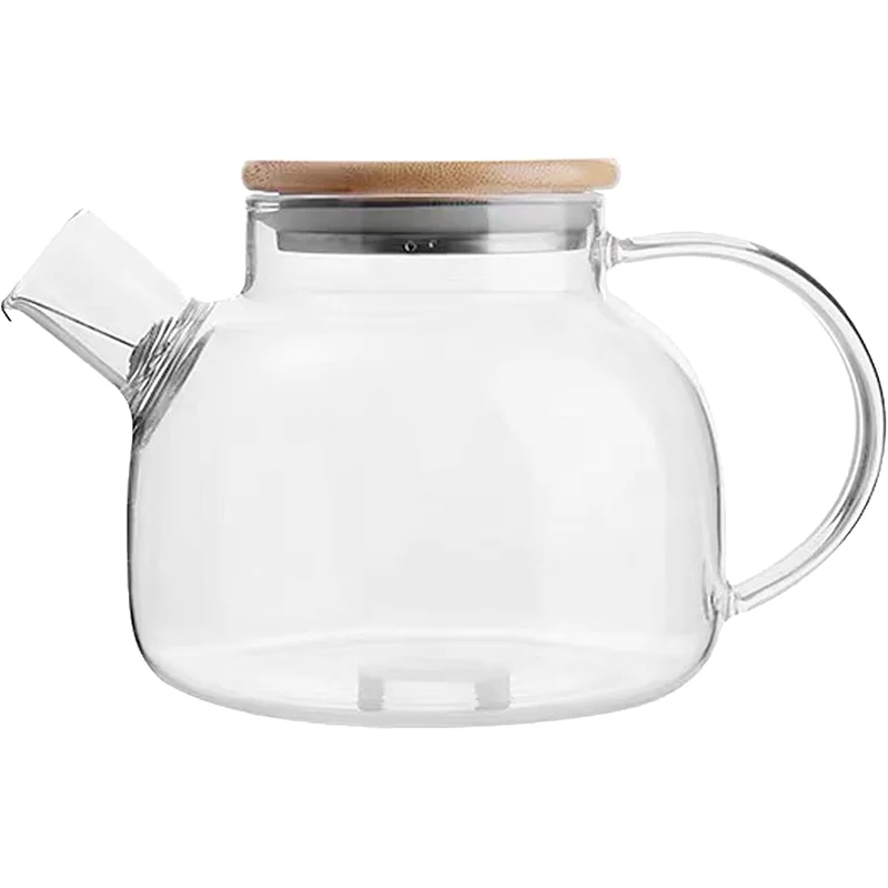 LINK LIFE 1000ML TEA MAKER,Glass Teapot Stovetop 34 OZ/1000ml, Borosilicate Clear Tea Kettle with Bamboo Lid