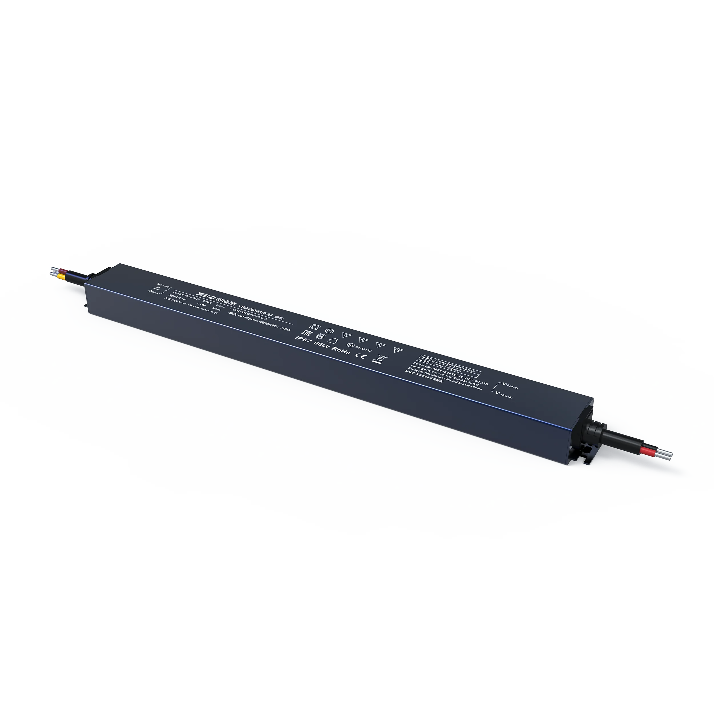 High PFC IP67 Linear waterproof led power supply 100-277VAC 100W 150W 200W 250W 24V 12V LED driver