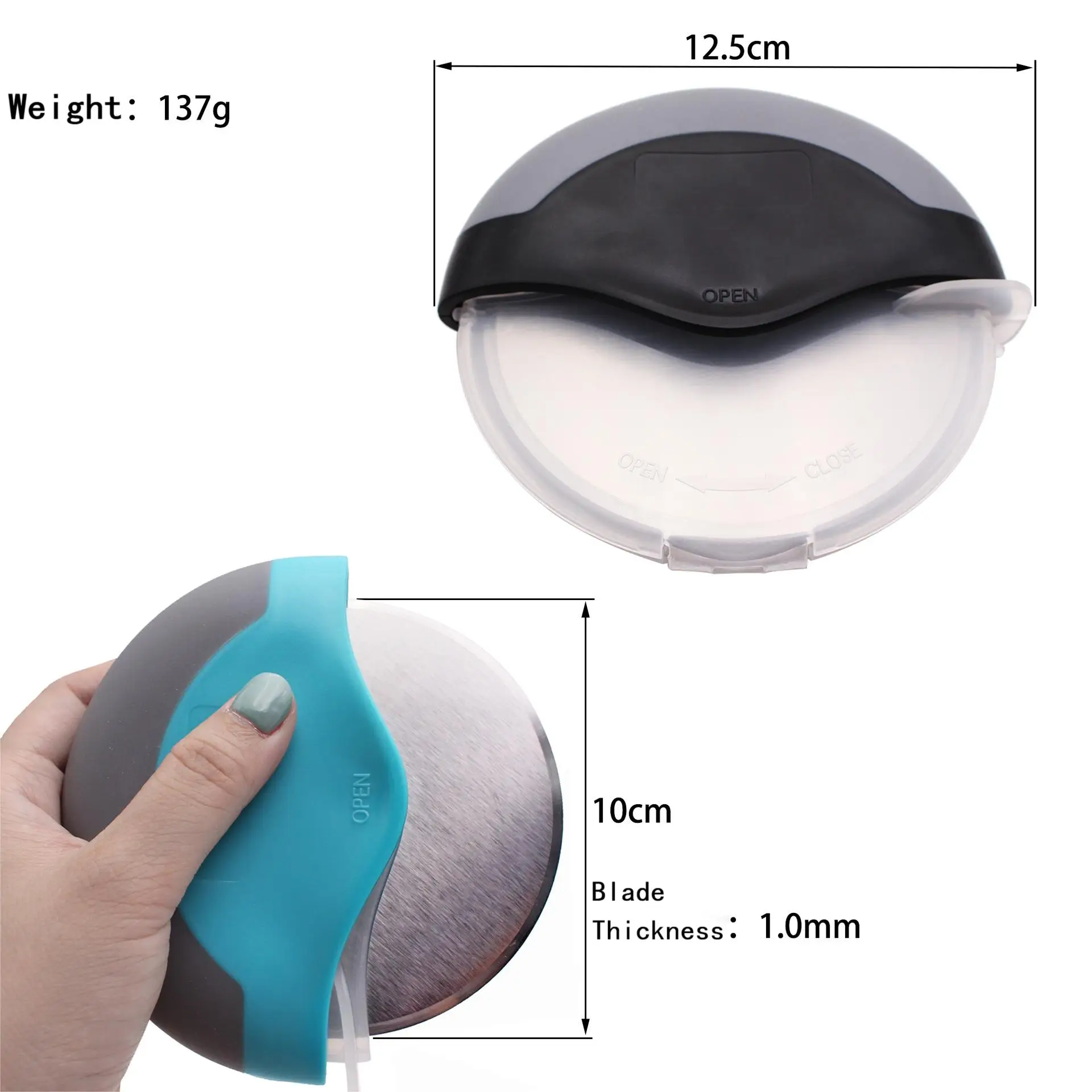 Red 430 Grade Stainless Steel Portable Kitchen Cutting Wheel for Pizza Breads Custom Design Pizza Cutter