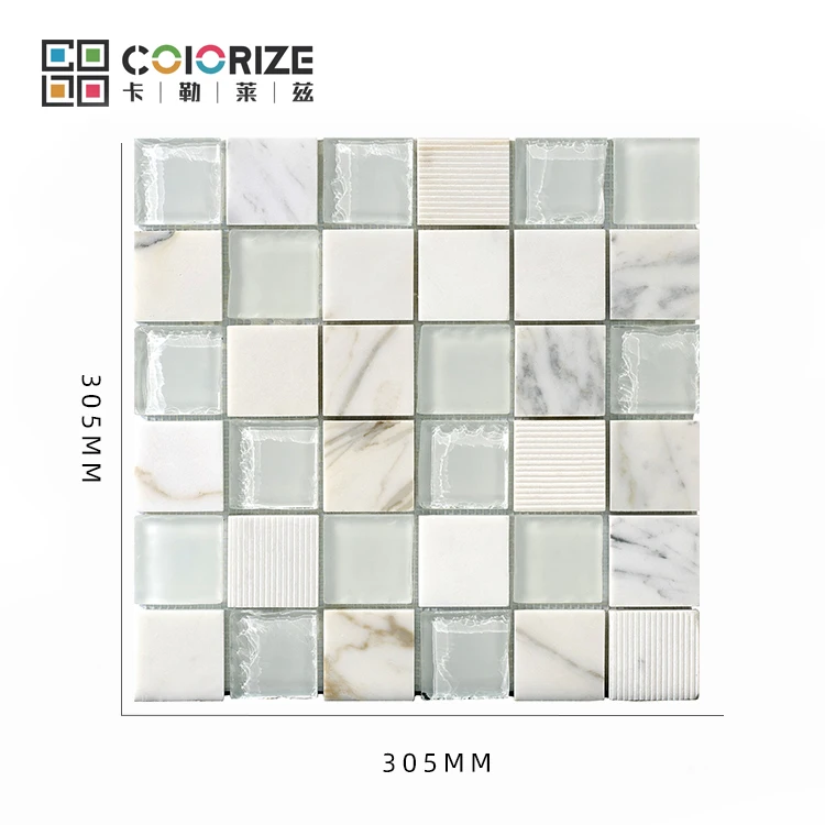 Colorize  Calacatta Gold Square Marble Mosaic Bathroom Wall Floor Tiles regular square white marble stone mosaic floor tile