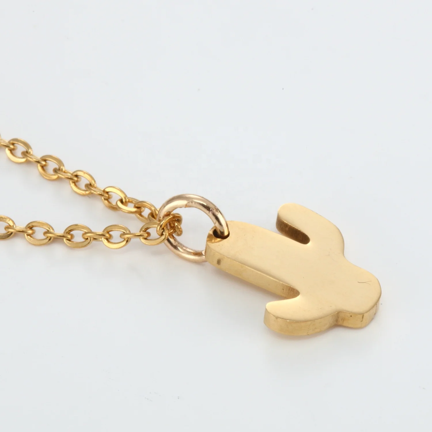 Wholesale Stainless Steel Personalised Making Necklace Cactus Charm Pendant Necklace Make A Wish Blessed Cacti Chain Necklace