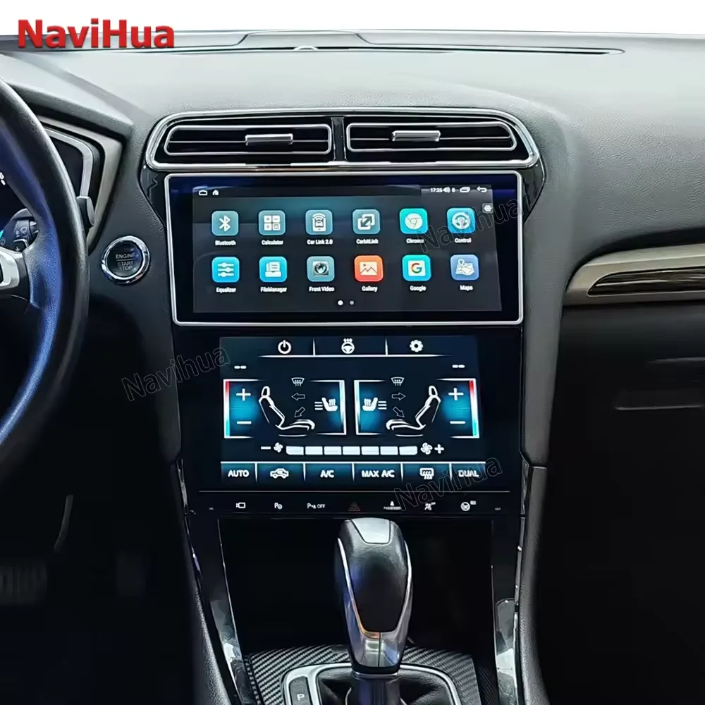 Панель управления NaviHua с двумя экранами Android и AC для Ford Mondeo 2013 2019 приборной панели автомобиля мультимедийный плеер стерео