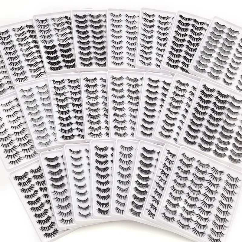 AliExpress Amazon Supplier Wholesale Eyelashes 20MM 25MM 18MM 3D Eyelashes Synthetic Fiber Hot Sale 20Pairs Eyelash Box Factory
