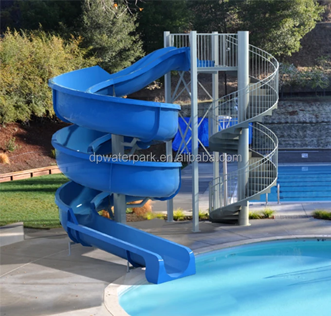 Commercial water park equipment private fiberglass spiral pool slide for sale
