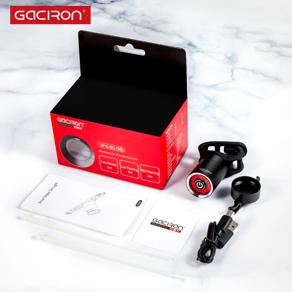 Gaciron Waterproof IPX6 USB Rechargeable Bicycle Rear Red Smart Bicycle Rear Tail Lamp Back Bike Brake Light