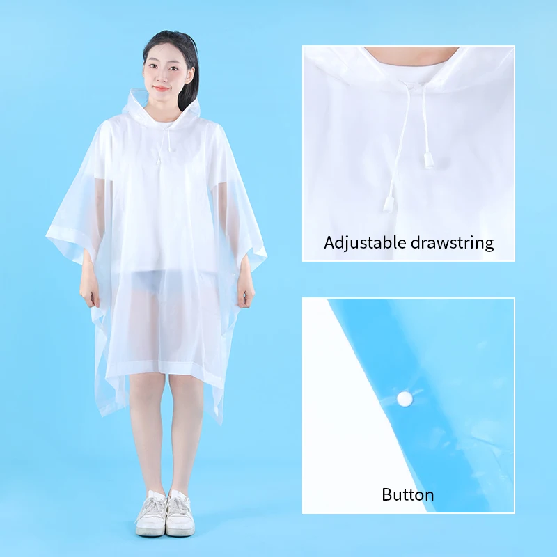 Custom logo Adult Square raincoat 100% waterproof reusable biodegradable eva rain poncho