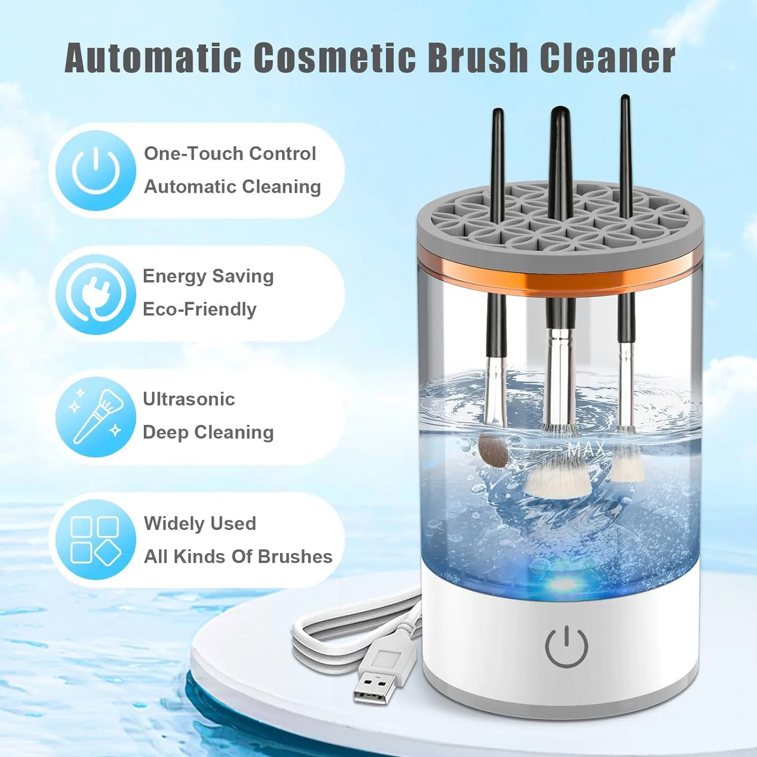 USB Charging Automatic Portable Makeup Brush Cleaner Electric Makeup Brush Cleaner with Brush Clean Mat