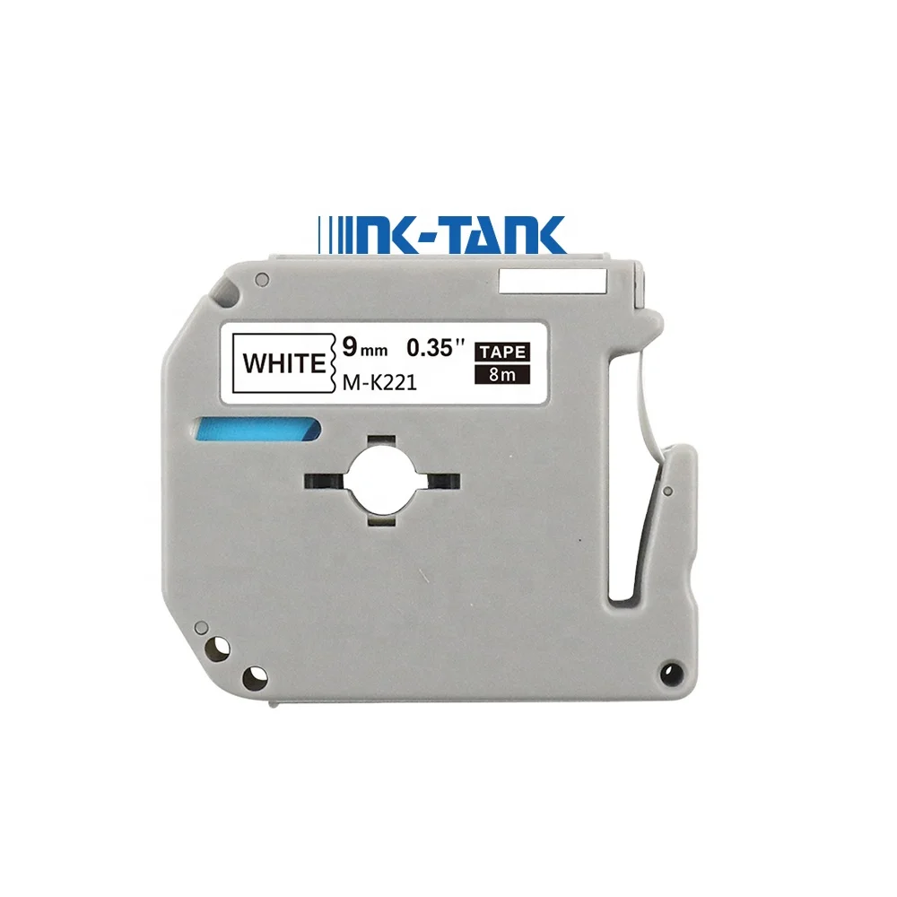 INK-TANK 9mm Compatible M-K221 MK 221 MK221 K821 K621 Black on White P-Touch Label Cartridge Tape for Brother PT-65 Printer