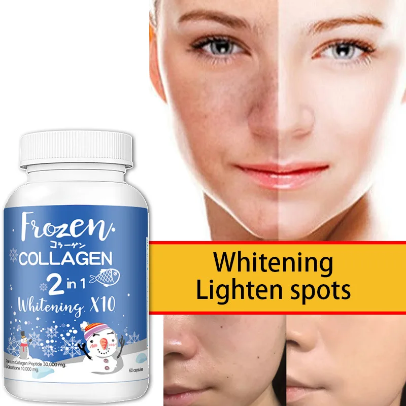 Beauty Products Wholesale Frozen Collagen Peptide 2 in 1 Whitening Pills L-glutathione Marine Collagen Tablet
