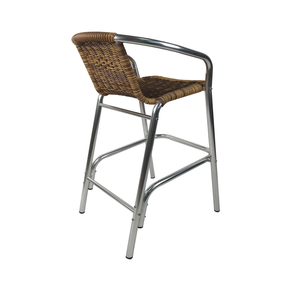 Modern Stainless Steel Stackable Metal High Stool Outdoor Rattan Bar Chair