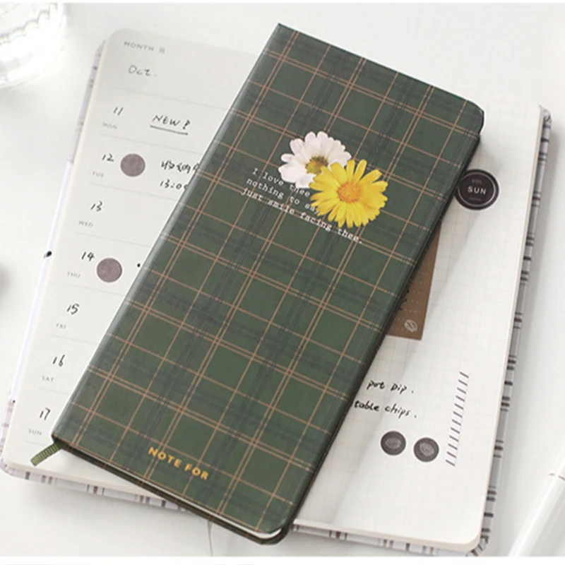 A5 Creative Korean kawaii little bear Student  plaid cover 168 Page Diary Book Stationery Notebooks