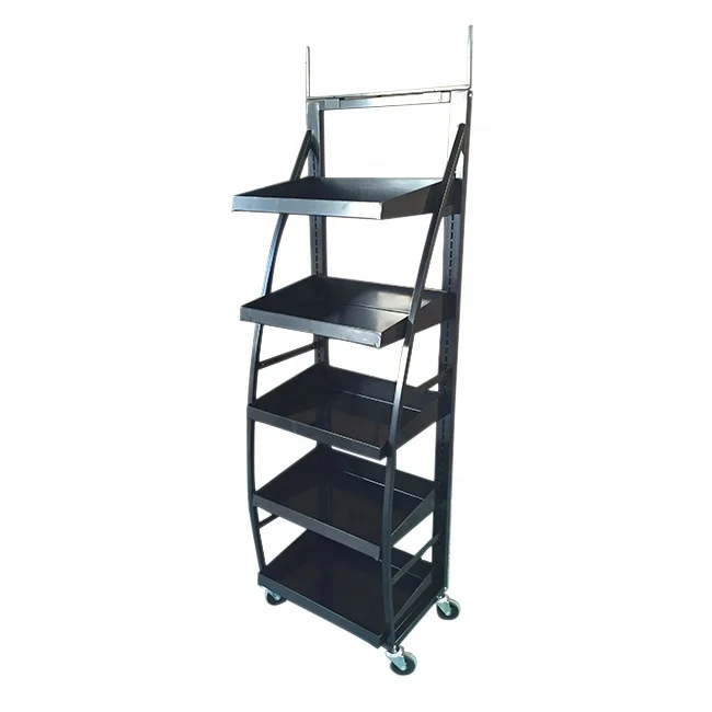 Adjustable 5 Tiers Engine Lubricating Oil Displays Rack Stand Metal Motor Oil Display Rack for Gas Station