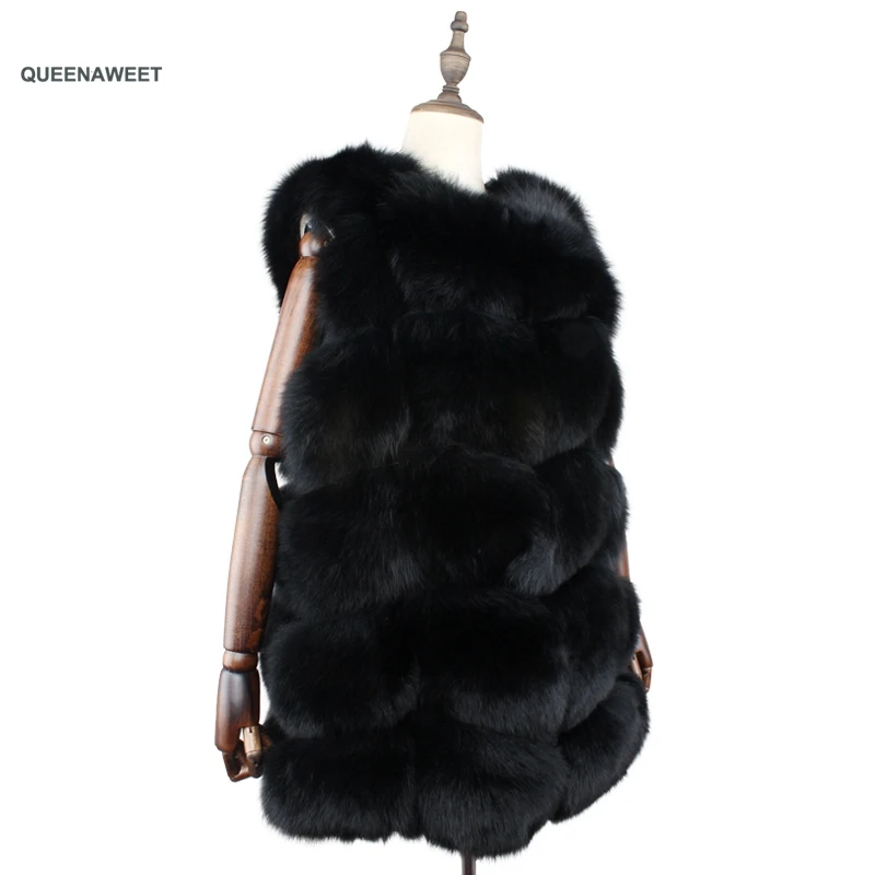 
New arrival hot sale long model natural real fox fur vests for women girls high quality 