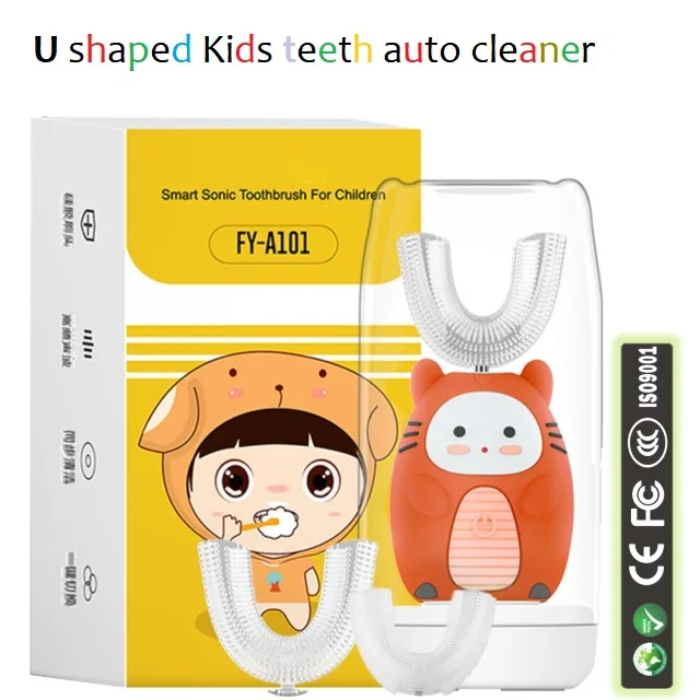 Pakiss FYA1001 Personalized Musical Electric Toothbrush with lip and base soft Silicone U brush Children Sonic Toothbrush