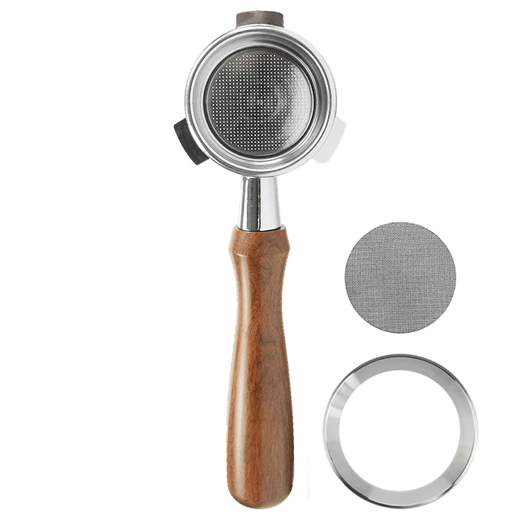 Detachable Stainless Steel Bottomless Filter Holder with Filter Basket & Wooden Handle