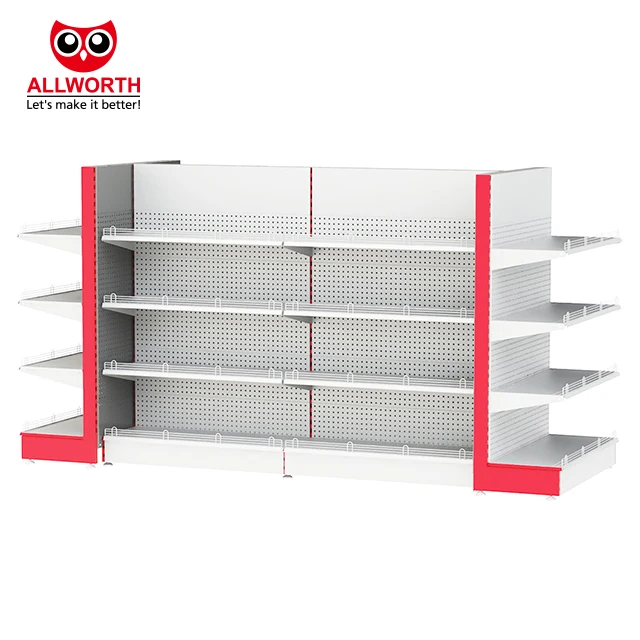 Wire Double Sided Single Sided Perforated Back Panel Store Gondola Shelving