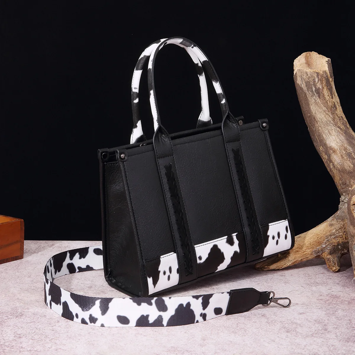 Wholesale Bag Factory Price Women Handbag Cow Print Bags with Fashion LOGO Leather Tote Cow Bag