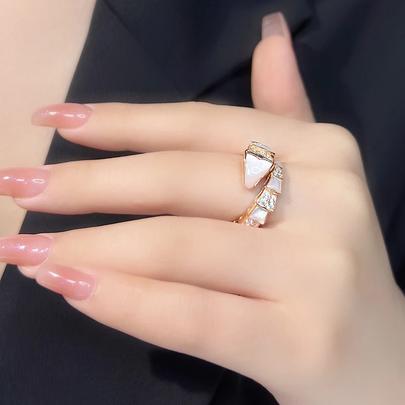 Персонализированное кольцо змея с белой Оболочкой 18K золотое и серебряное покрытие Ретро романтическое модное для свадебной помолвки или подарка
