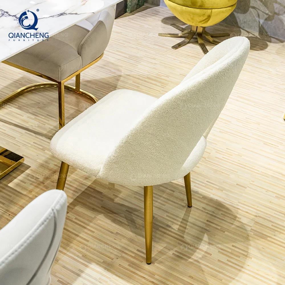 white nordic lamb plush cashmere dining chair fabric manufacture in china foshan furniture supplier gold banquet wedding chair