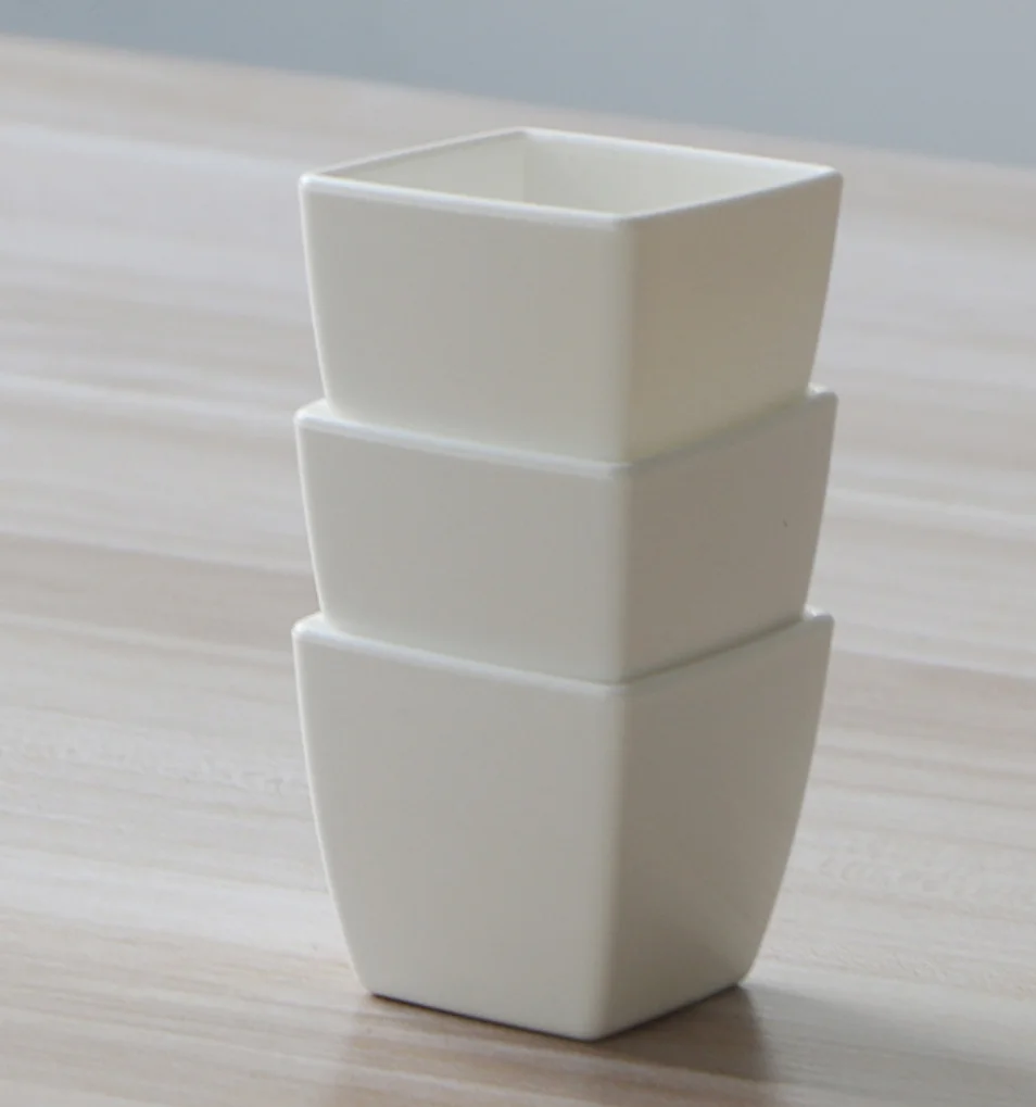 Mini White Square Decoration Office Room Fashion Home Daily Plastic Flower Pot Modern Plastic Planter Box Liner