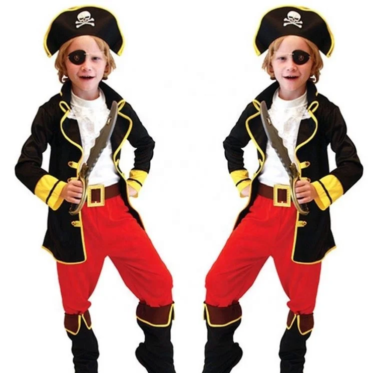 New Halloween Costumes Kids Boys Pirate Captain Jack Cosplay Costume Children set for Christmas New Year Purim Pirate Clothes