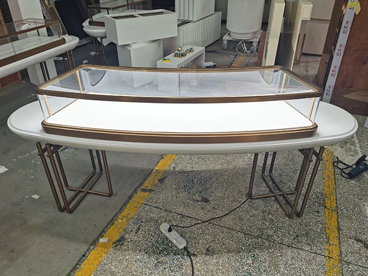 European-Style Jewelry Cabinet Design Shopping Mall High-End Gold Display Cabinet Stainless Steel Jewelry Glass Counter