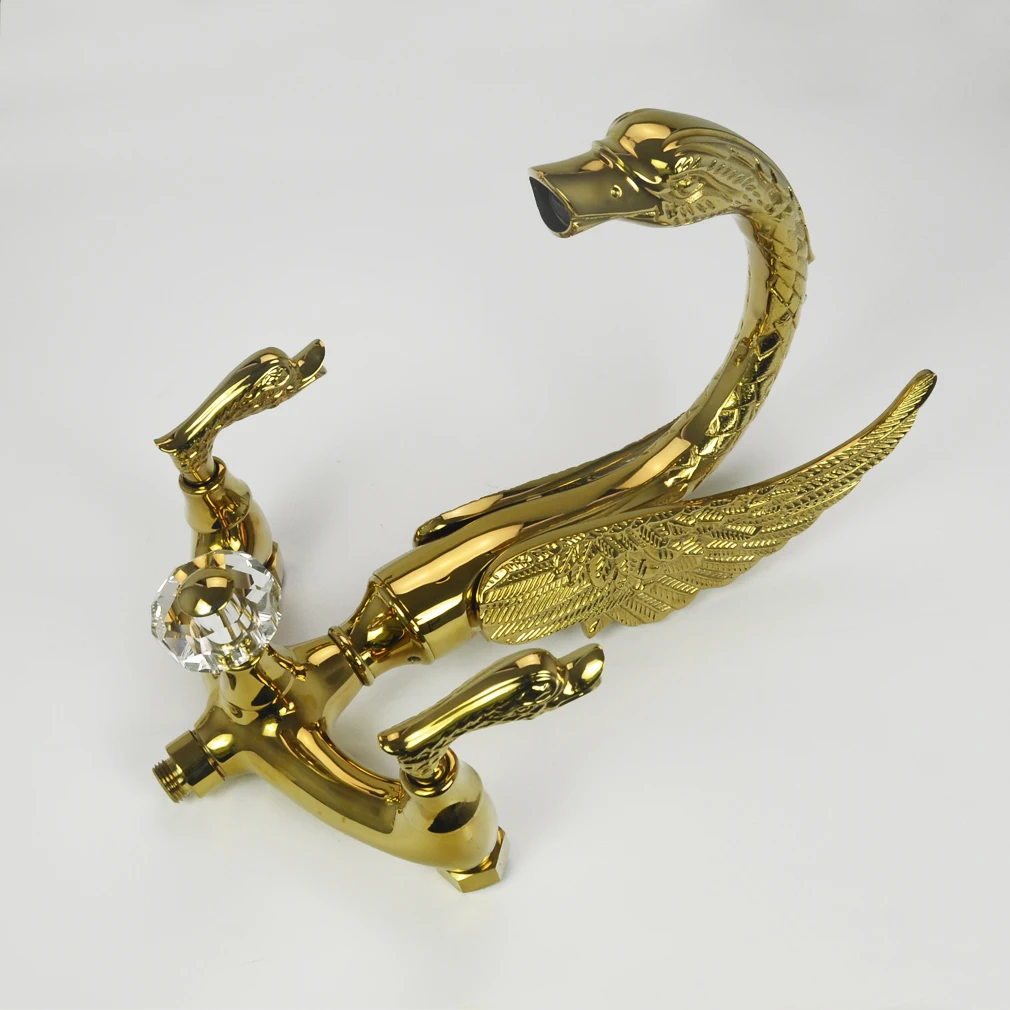 Classic Ceramic Dragon Basin Faucet Dual Handle Brass with Polished Traditional Design Deck Mounted Apartment 5 Years Warranty