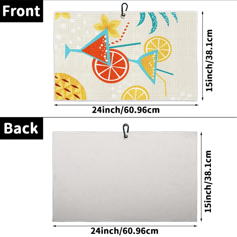 GAMEN Custom Size Sublimation Pocket Printed Hang On Golf Towel Fold Custom Prints Waffle Golf Towel
