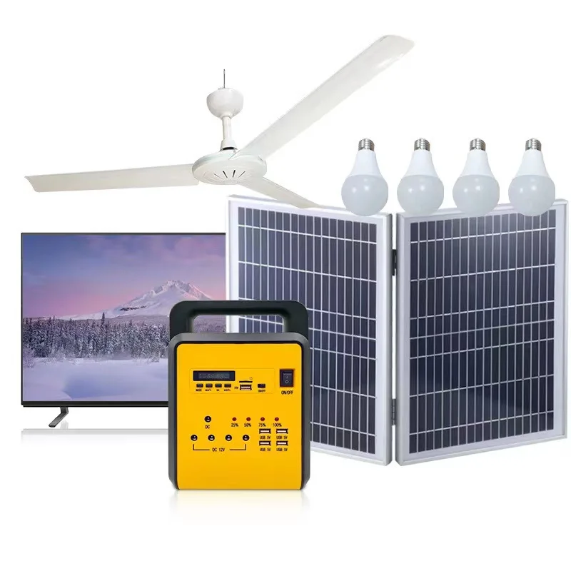 Outdoor Camping Mini Solar Powered Light Kit4 Led Bulbs Radio Music Speaker 10w-20w Solar Panel Charger