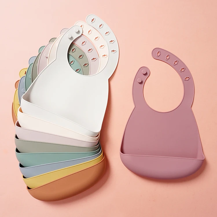 Wholesale Silicone Feeding Bibs Soft Waterproof Silicone Baby Bib for Kids Natural Guangdong BPA Free Silicon Solid Slow Flow