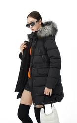 Ladies down jacket winter coat long down parka hooded with fur  real duck down filling custom clothes