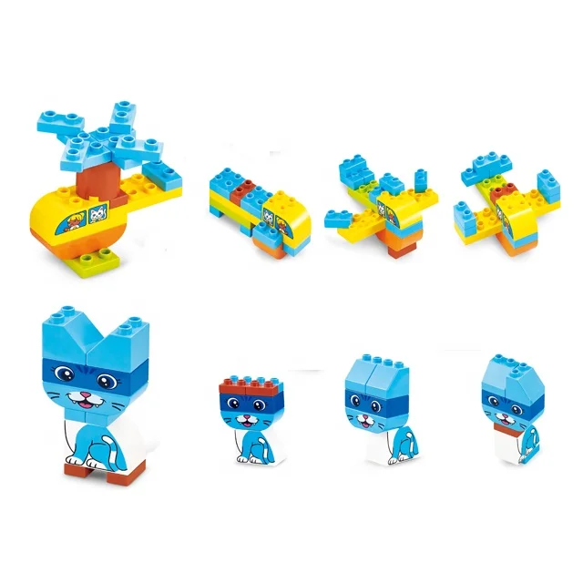
Funny Educational 4 In 1 Mini Cat Airplane Style Plastic DIY Kids Building Bricks Toy Blocks 