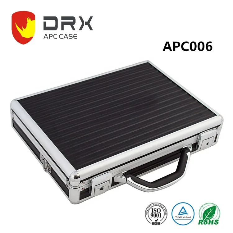 APC006      380*280*80mm     Aluminum Hard Case Foam Black Briefcase Portable Tool Case Aluminum Carrying Case