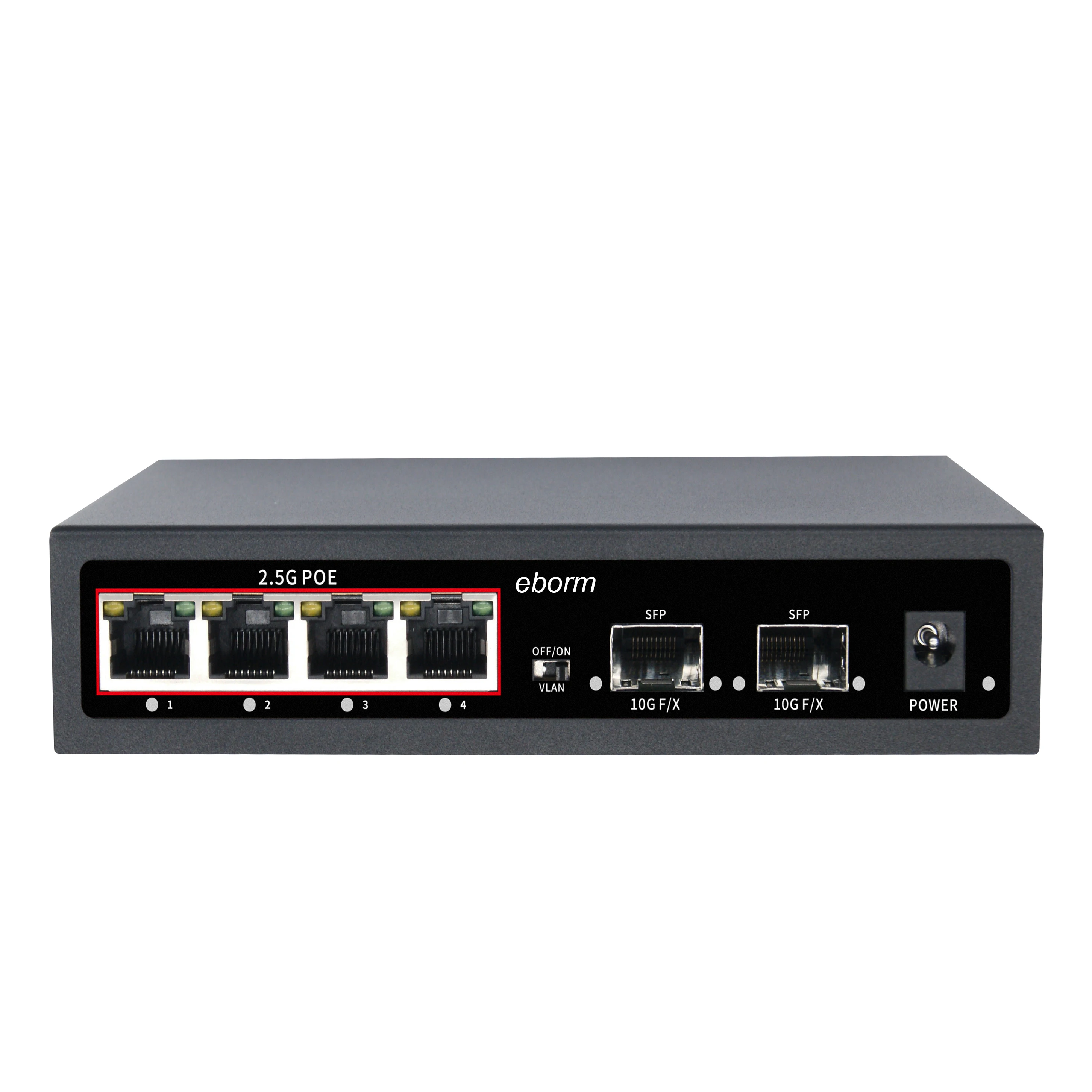 6 Port 2.5G PoE Switch Unmanaged 4 x 2.5G Base-T PoE Ports 2 x 10G SFP  IEEE802.3af/at 65W Compatible with 100/1000/2500Mbps