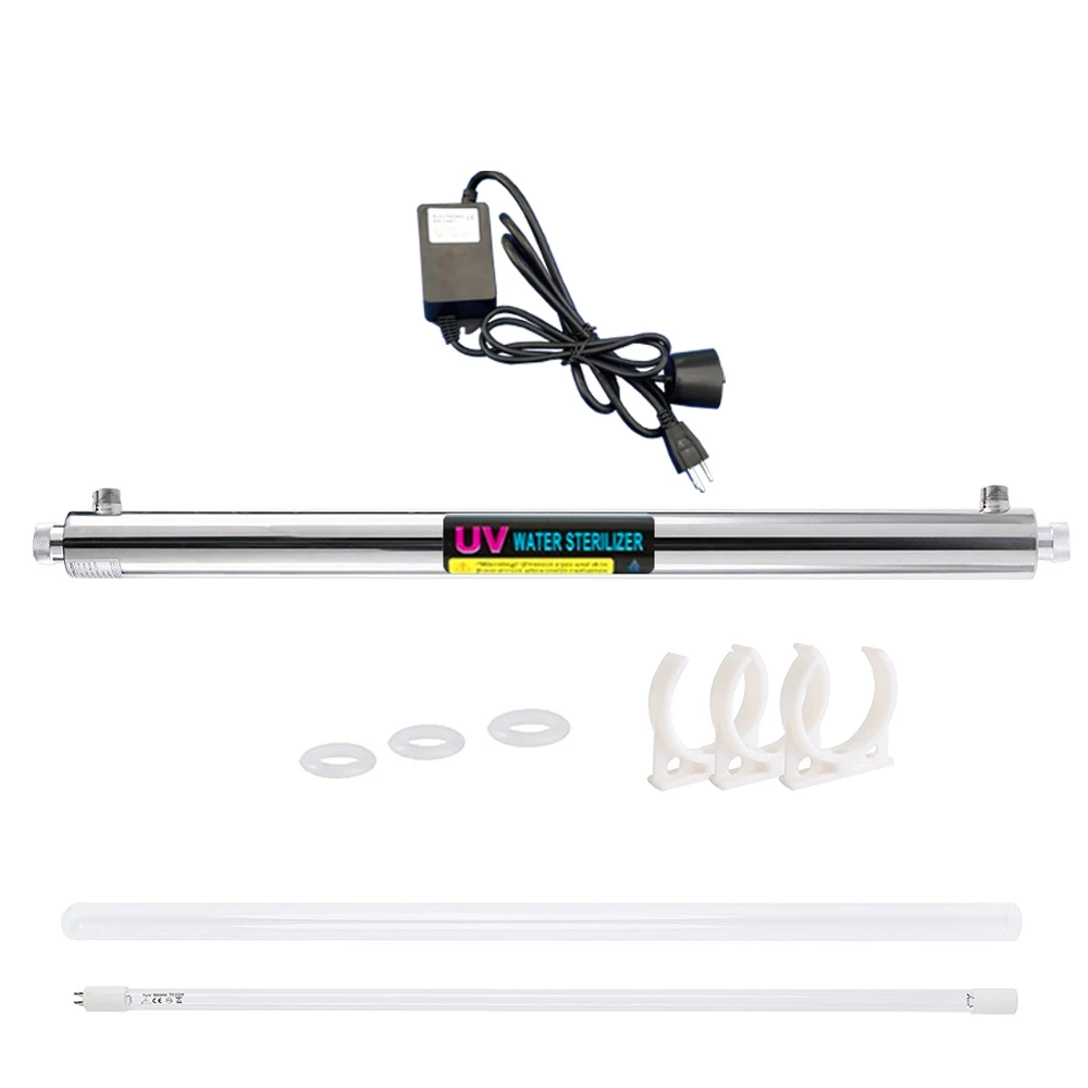 УФ-лампа для очистки воды, 55 Вт, нержавеющая сталь, 1500 литров в час, углеродная Ocpuritech, наружная резьба 1/2 дюйма, Ce